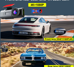 Autó DVR kamera, ultrakompakt fedélzeti kamera, FULL HD 4K, 2160P, ciklikus felvétel, éjszakai látás, G-érzékelő, hangutasítások, 170°-os felvételi szög, tolatókamera a csomagban.