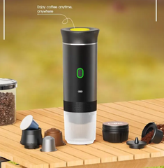Espressor Portatile, Macchina da caffè portatile, Caffè macinato, Capsule Nespresso, Capsule Dolce Gusto, Modalità riscaldamento acqua o caffè freddo, Ricarica USB Type C
