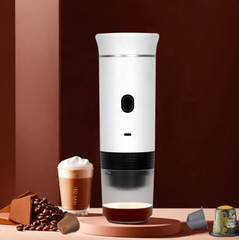 Espressor Portatile, Macchina da caffè portatile, Caffè macinato, Capsule Nespresso, Capsule Dolce Gusto, Modalità riscaldamento acqua o caffè freddo, Ricarica USB Type C